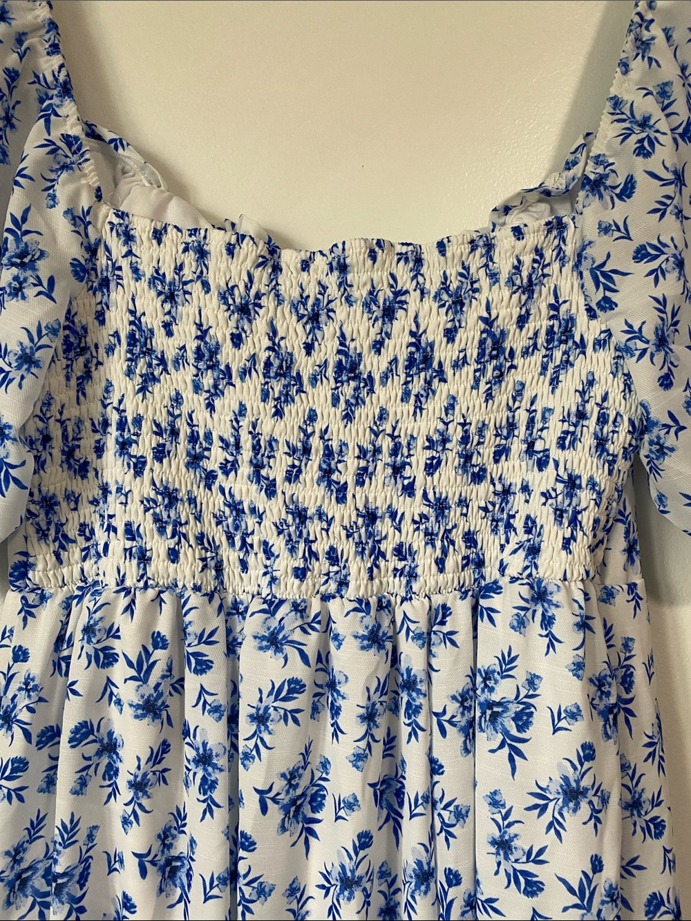 Baltic Born Gwen Smocked Midi Dress Blue Floral Midi puff sleeve XL - Picture 7 of 12
